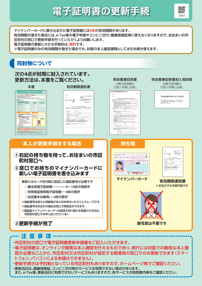 電子証明書の更新手続パンフレット