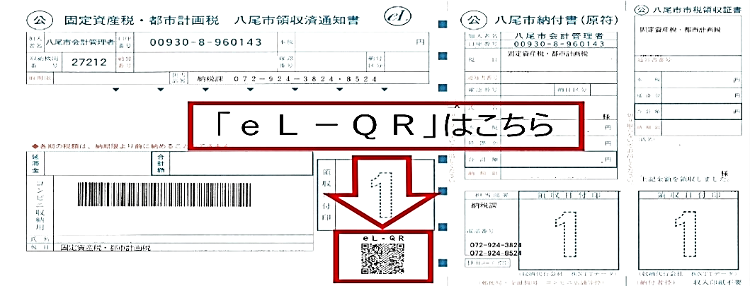 写真：納付書のQRコード（eL－QR）の印字例