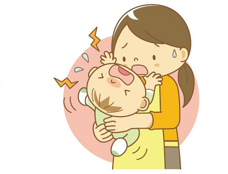 イラスト：子どもをあやす母親