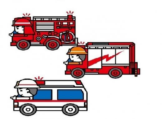 イラスト：緊急車両出場（消防車・救急車）