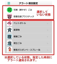 操作説明画面　アラート項目設定