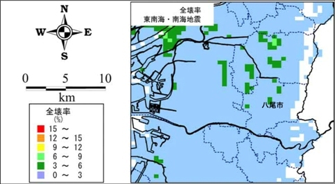 写真：東南海・南海地震における全壊率の想定図