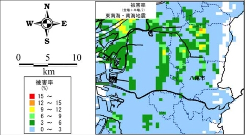 写真：東南海・南海地震における被害率の想定図