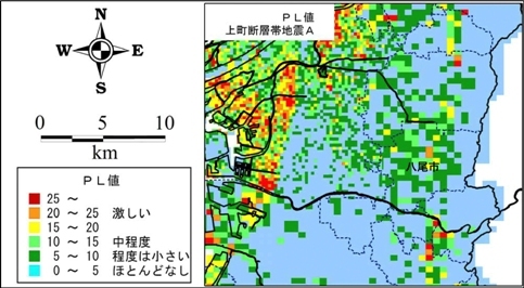 写真：上町断層帯地震の液状化の状況の想定図