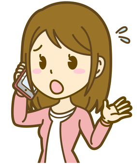 イラスト：電話する女性