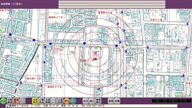 画面：災害指令台画面の地図