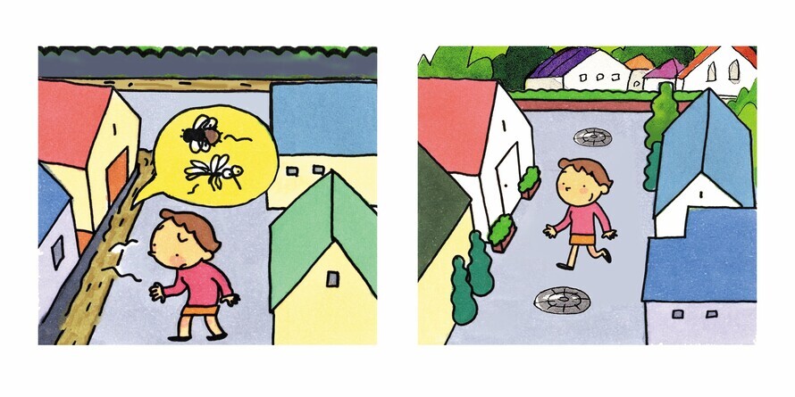 イラスト：下水道のある時とない時