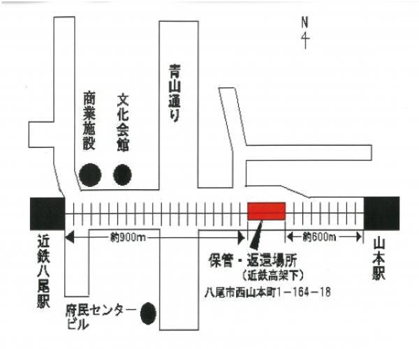 地図：自転車保管所周辺の案内図