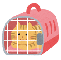イラスト：クレートに入っている猫