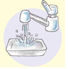 イラスト：水で洗う
