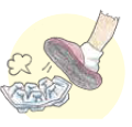 イラスト：パックをつぶす