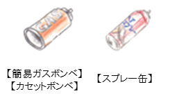 イラスト：カセットボンベとスプレー缶