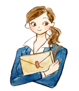 イラスト：マチ付き封筒を持つ女性