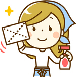 イラスト：お掃除している女性