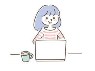 イラスト：ノートパソコンと女性