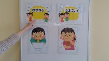 イラストの写真：離れる 傍に行く