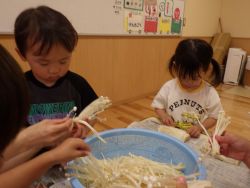 えのきをちぎる様子2