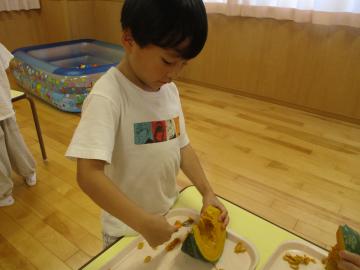写真：かぼちゃの種取り3