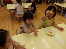 お箸でスポンジをつかむ様子2