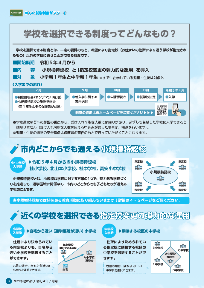 チラシの写真：学校を選択できる制度ってどんなもの？