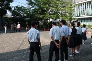 写真：小中合同あいさつ運動2