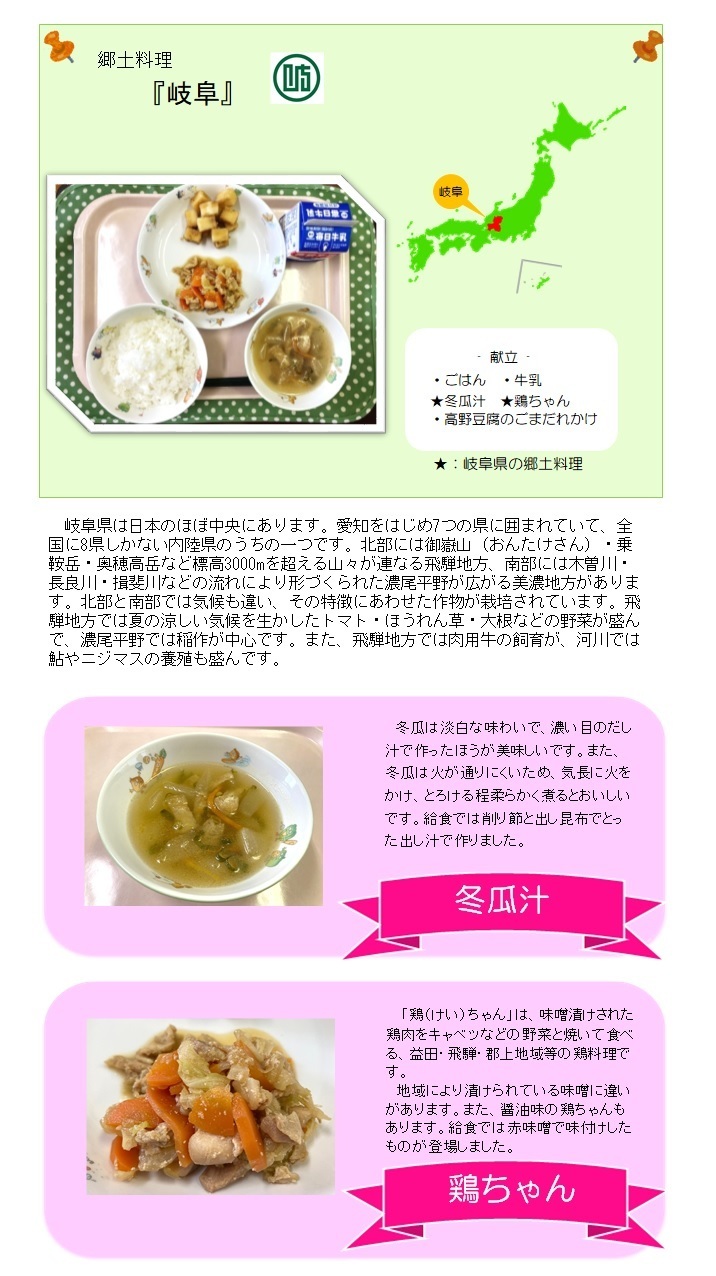 写真：岐阜県の郷土料理の紹介