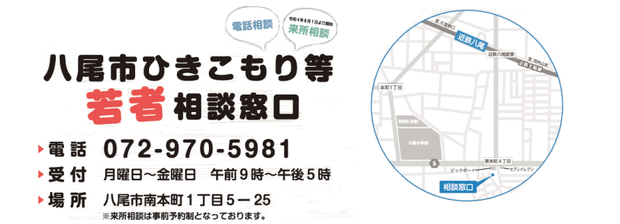 写真：地図・八尾市ひきこもり等若者相談窓口詳細