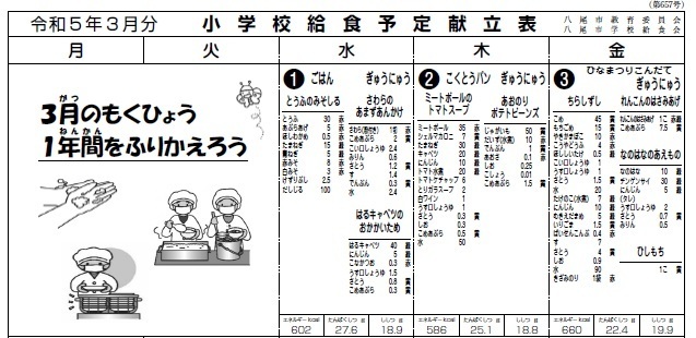 小学校給食献立表