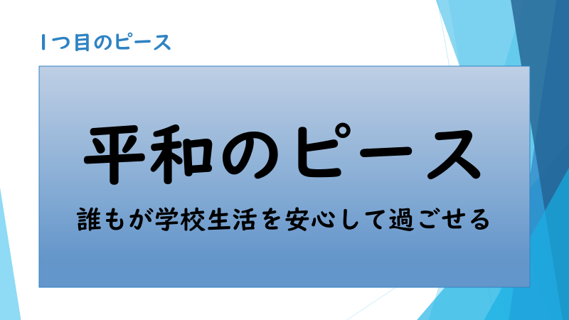 画面サムネイル：1つ目のピース　平和のピース　誰もが学校生活を安心して過ごせる