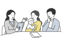 イラスト：相談する家族