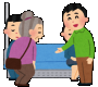 イラスト：電車で席を譲る男性