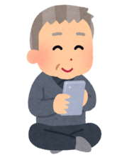 イラスト：スマホを触る老人