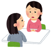 イラスト：話し合う女性二人