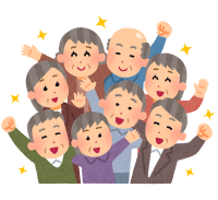 イラスト：げんきな男女老人数人