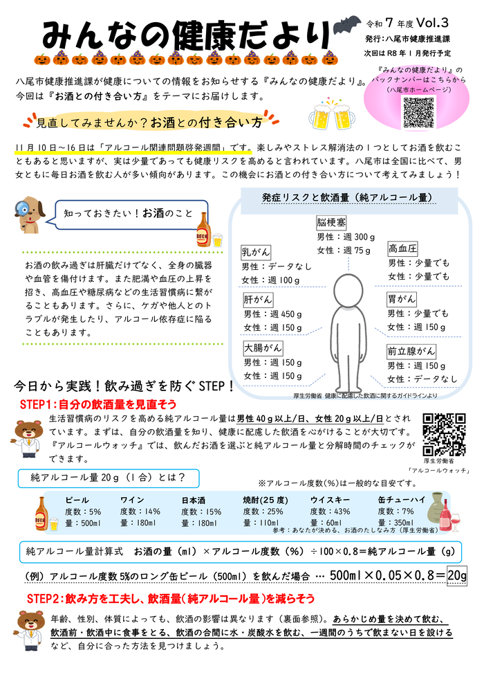 写真：みんなの健康だより令和7年度Vol.3　表