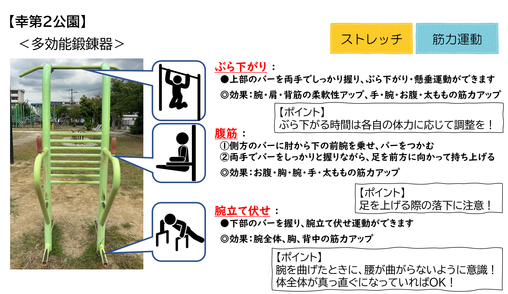 幸第2公園の多効能鍛錬器