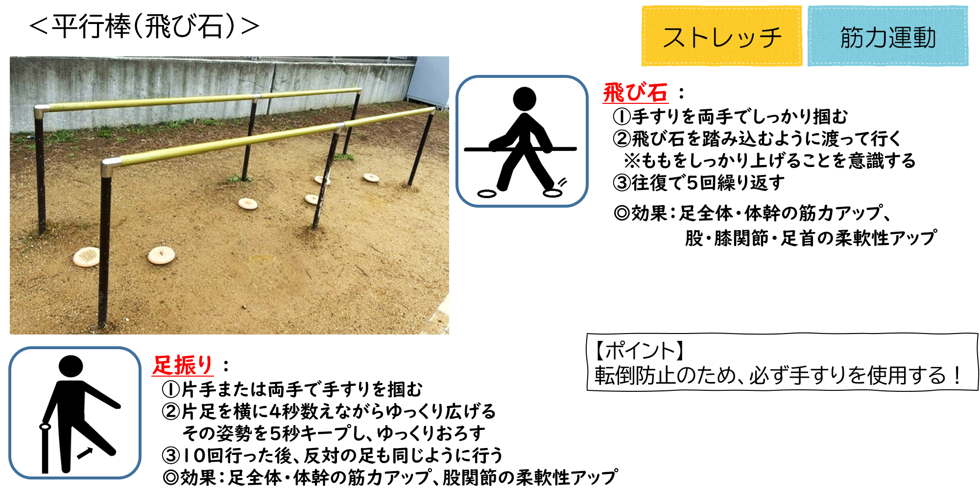 南太子堂2丁目公園の平行棒(飛び石)