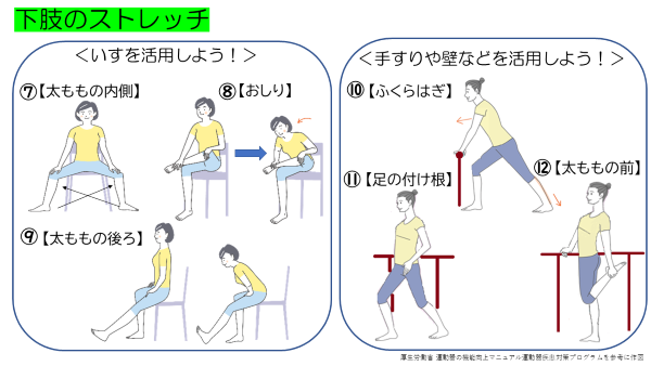 イラスト：下肢ストレッチ