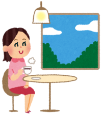 イラスト：喫茶中の女性