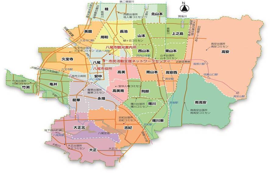 地図:八尾市