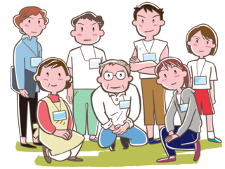 イラスト：名札を付けた人