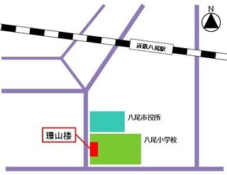 地図：近鉄八尾駅と環山楼周辺