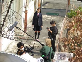 写真：旧北高安小学校での撮影風景4