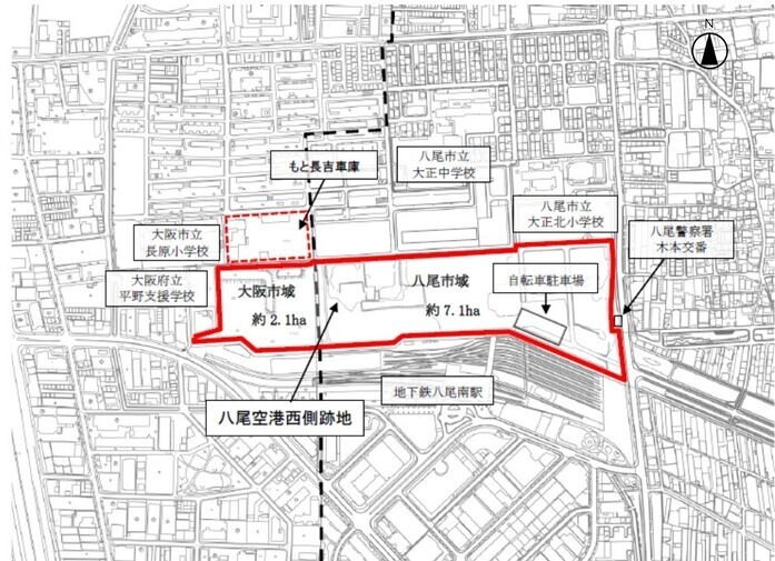 地図：八尾空港西側跡地