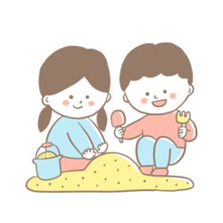 イラスト：砂遊びをしている幼児男女2人