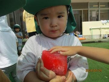 写真：2歳児　色のついた氷