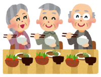 イラスト：食事をとる老人たち