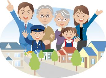 イラスト：八尾市自治振興委員会　まちと人々