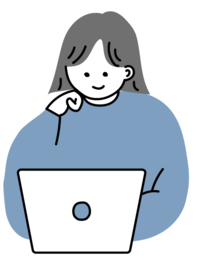 イラスト：パソコンを見る女性