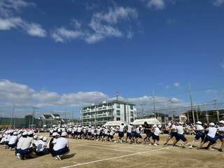 写真:高学年の児童による天下統一の様子
